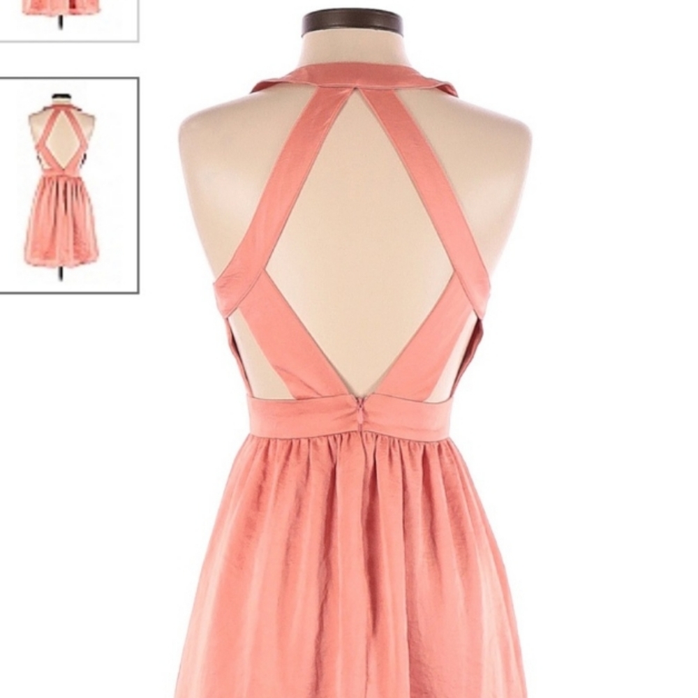 BCBGeneration Peach Satin cut out dress - Picture 2 of 7
